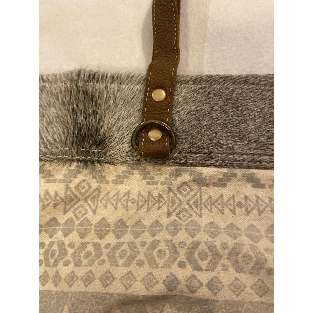Women’s Leather Handbag Boho Western Southern Tribal Hair-On Tote Bag